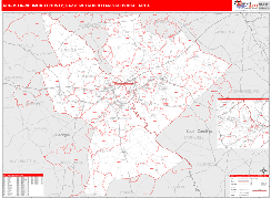 Augusta-Richmond County Metro Area Digital Map Red Line Style